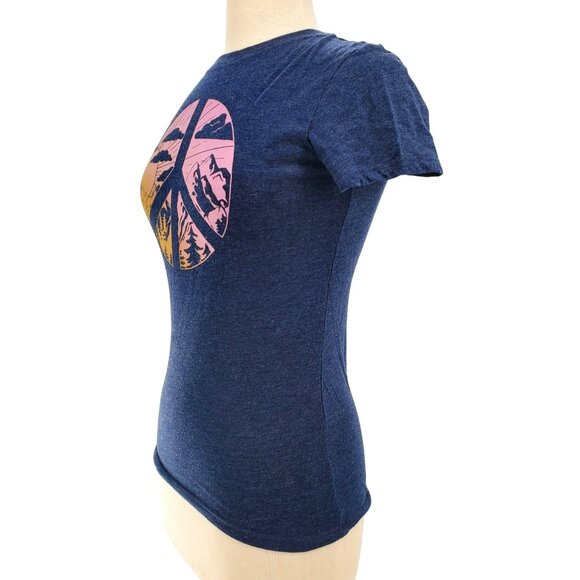 Free State Med Shirt Peace Sign Mountain Sun Graphic Tee Minimalist Hippie Love - Picture 4 of 10